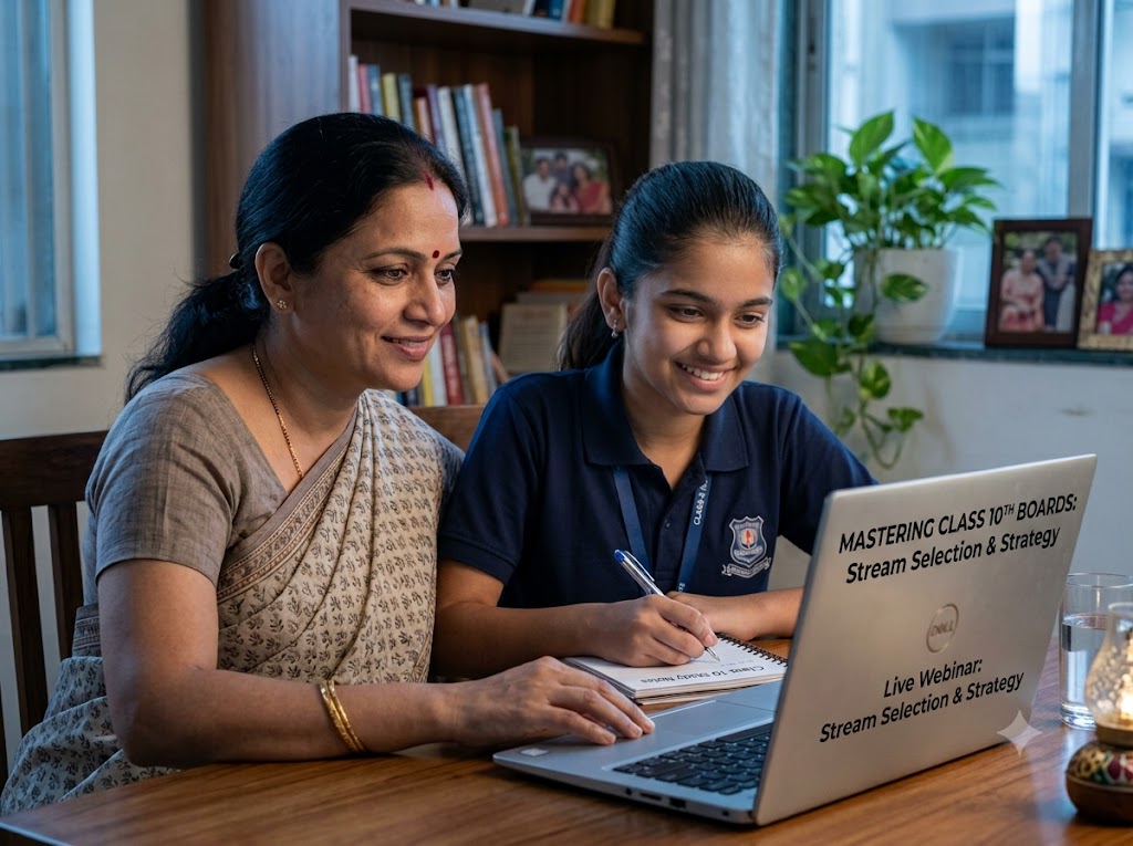 Parent and child reviewing study choices together